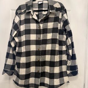 Columbia sportswear Black and White Plaid women’s flannel shirt XXL EUC